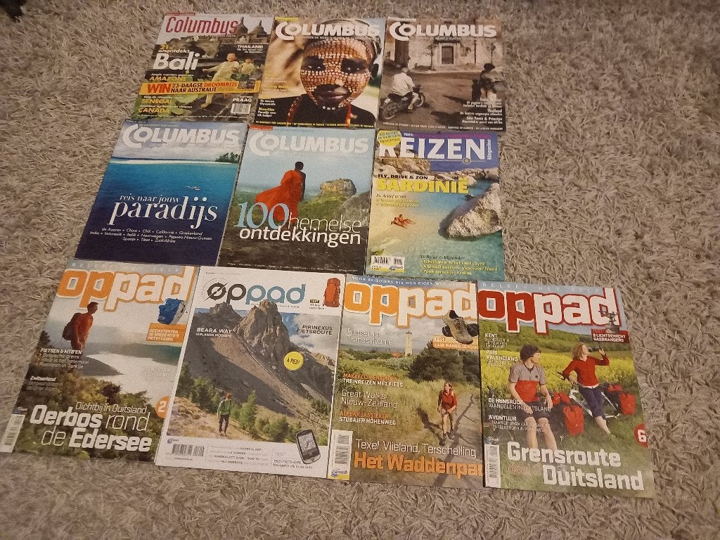 10 Tijdschriften reizen en wandelen Columbus & Reizen &Oppad, Boeken, Ophalen of Verzenden, Gelezen