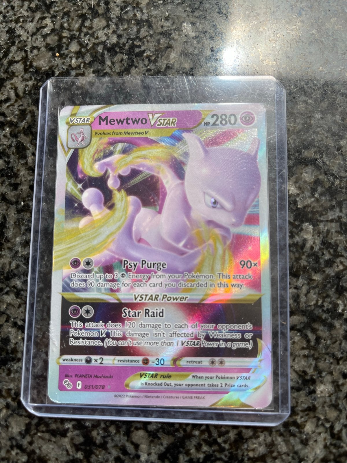 Mewtwo VSTAR (031/078) Pokémon kaart, Hobby en Vrije tijd, Verzamelkaartspellen | Pokémon, Zo goed als nieuw, Losse kaart, Foil
