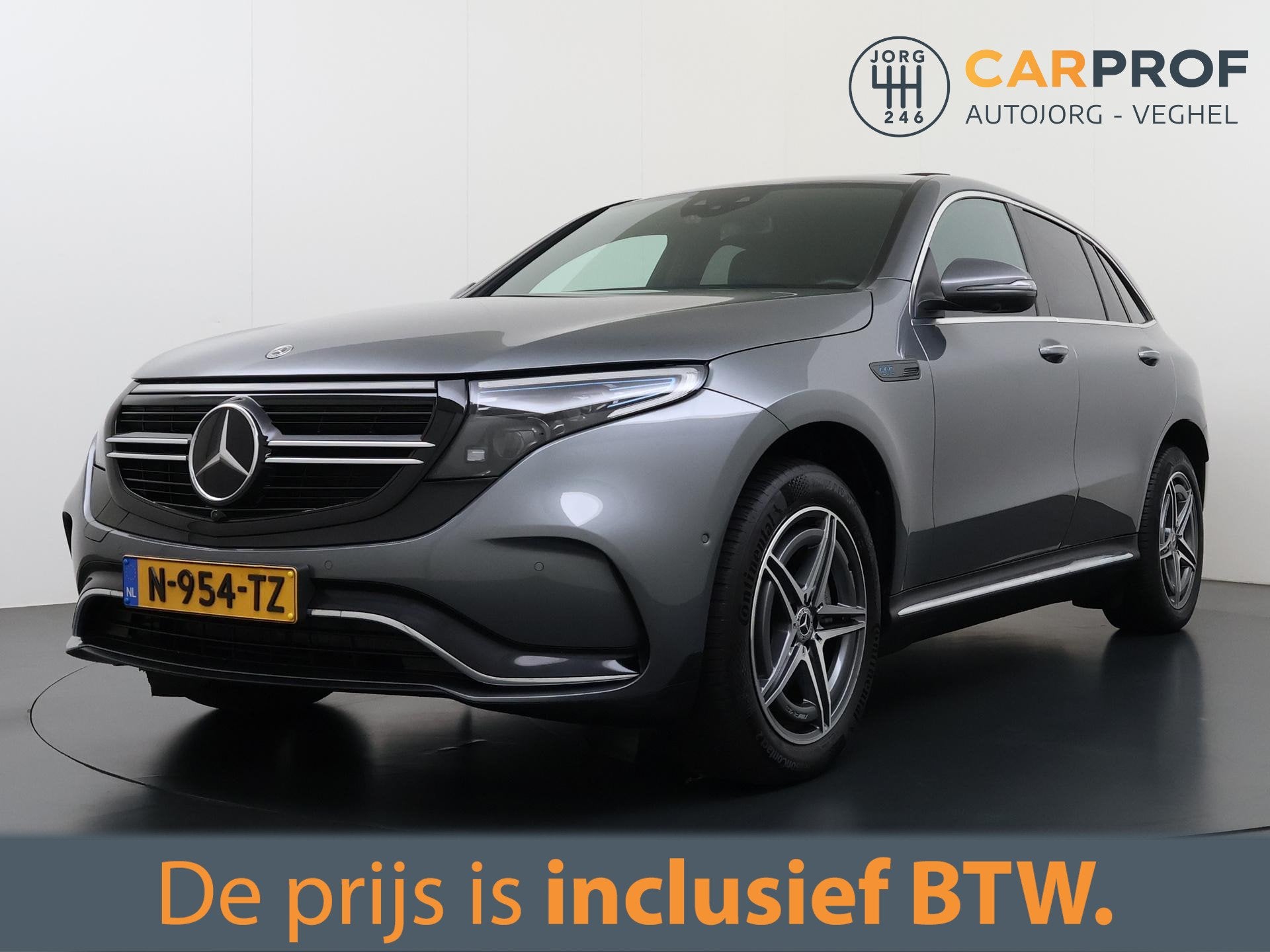Mercedes-Benz EQC 400 4MATIC AMG Line Premium Plus 80 kWh Sc, Auto's, Zwart, 80 kWh, Leder en Stof, Origineel Nederlands
