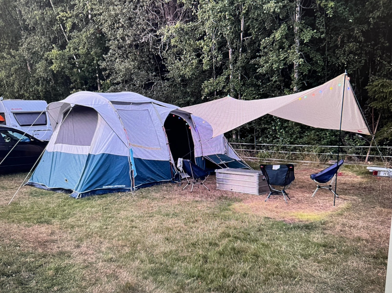Decathlon Arpenaz 6.3 F&B fresh & black 6 pers tent, Ophalen of Verzenden, Gebruikt, Tot en met 6
