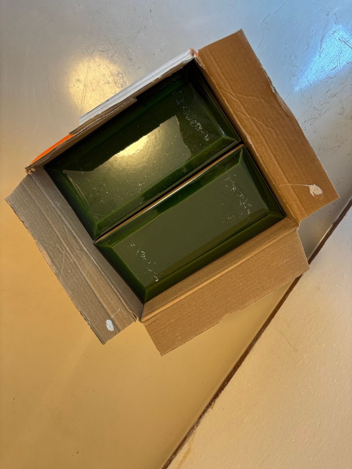 Groene metrotegel, Doe-het-zelf en Verbouw, Tegels, Zo goed als nieuw, Wandtegels, Overige materialen, Minder dan 20 cm, 20 tot 40 cm