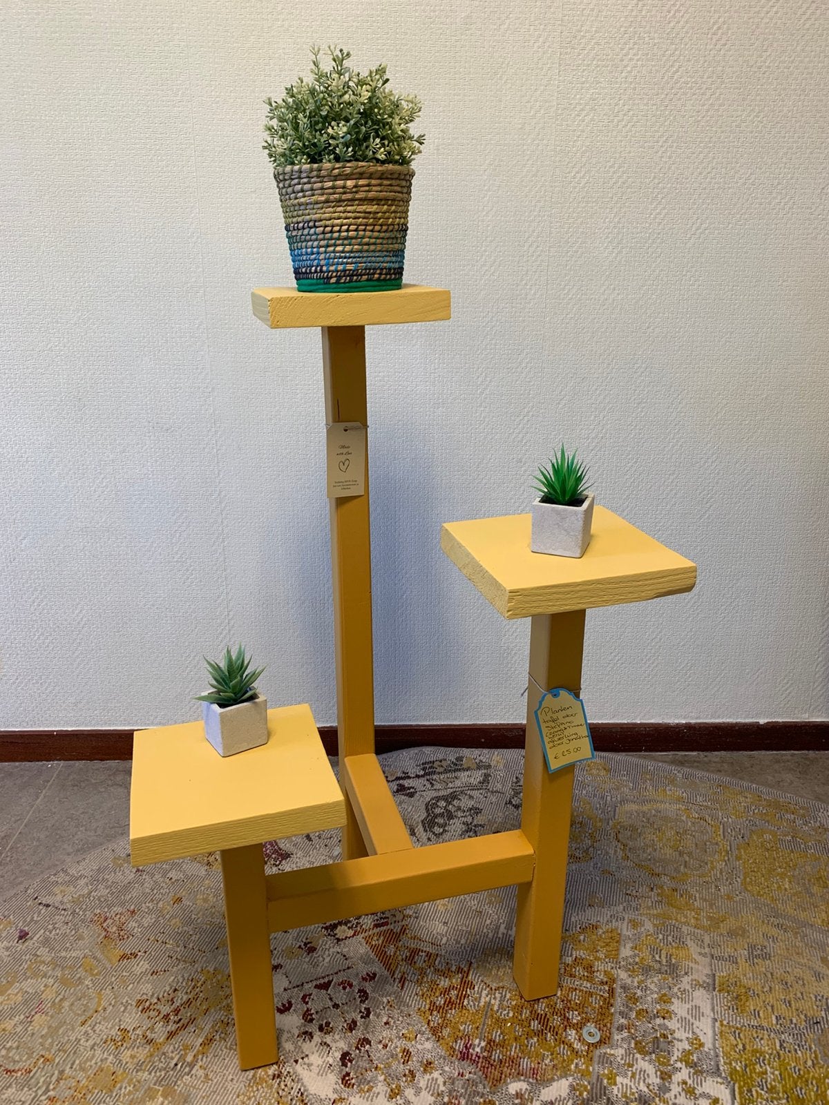Handgemaakte plantentafel in zonnige kleuren!, Ophalen, Zo goed als nieuw, Nvt, Modern