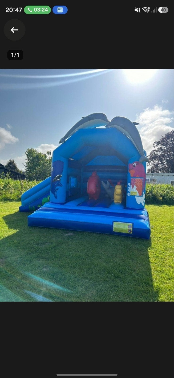 Springkussen te huur - 5x7m met glijbaan, Ophalen of Verzenden, Gebruikt