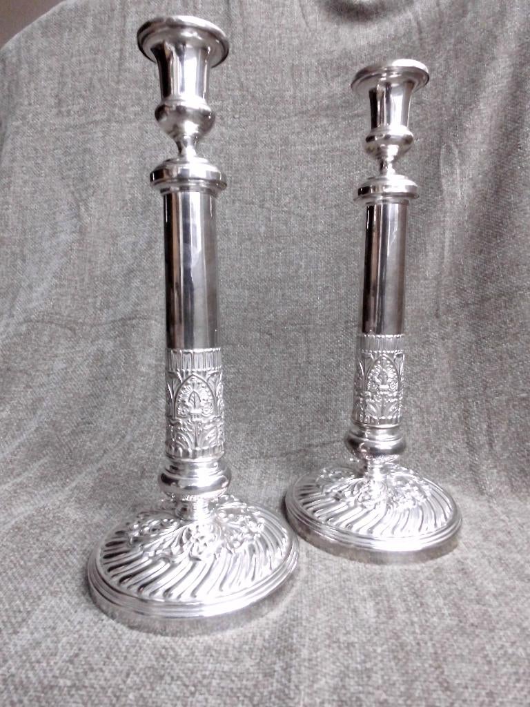 19de eeuwse Zilveren kandelaars, J-B Dupire 1785-1865, Antiek en Kunst, Ophalen of Verzenden, Zilver