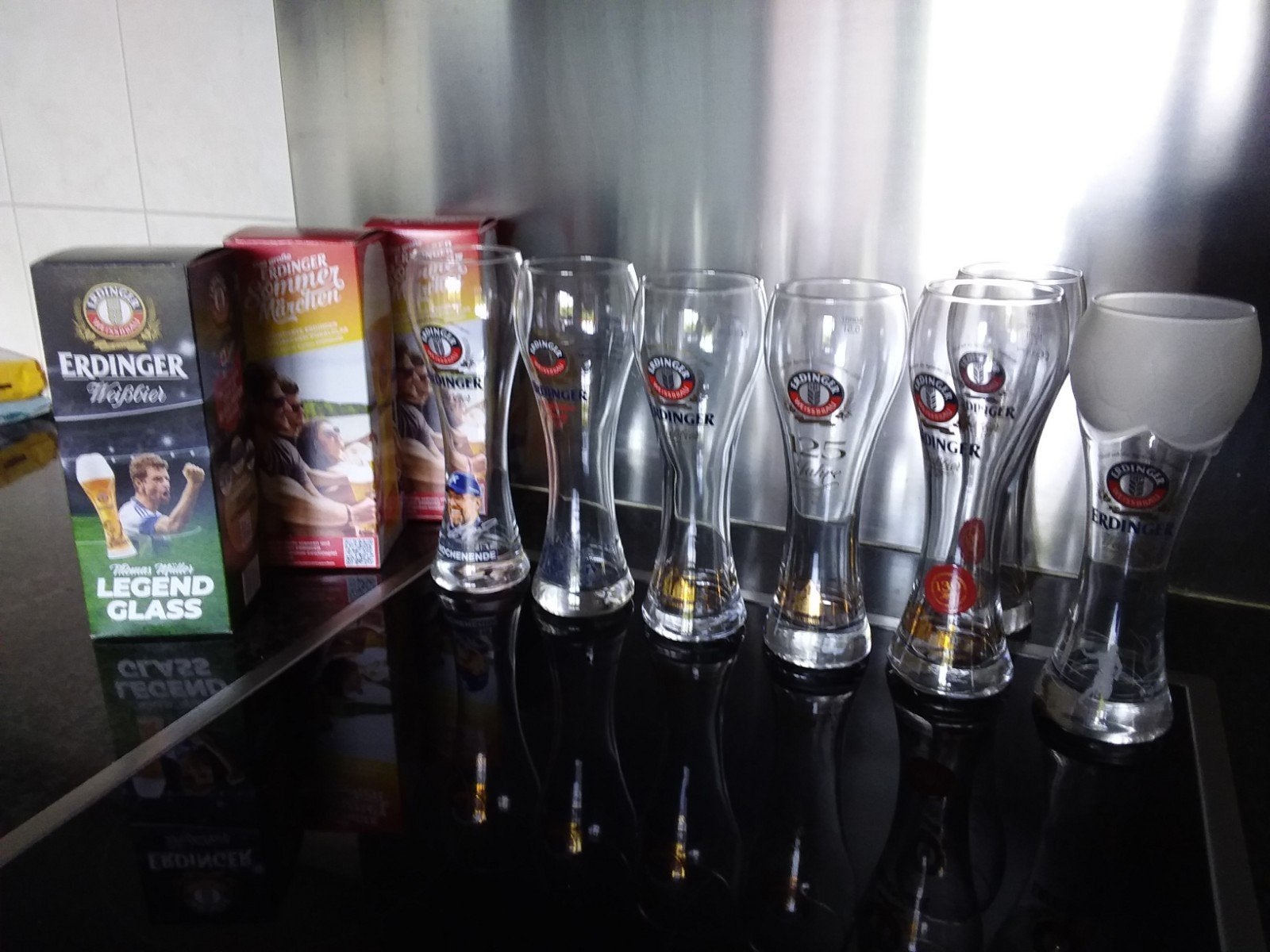 Te koop 10 unieke Erdinger Weissbier glazen 0,5 ltr, Ophalen of Verzenden