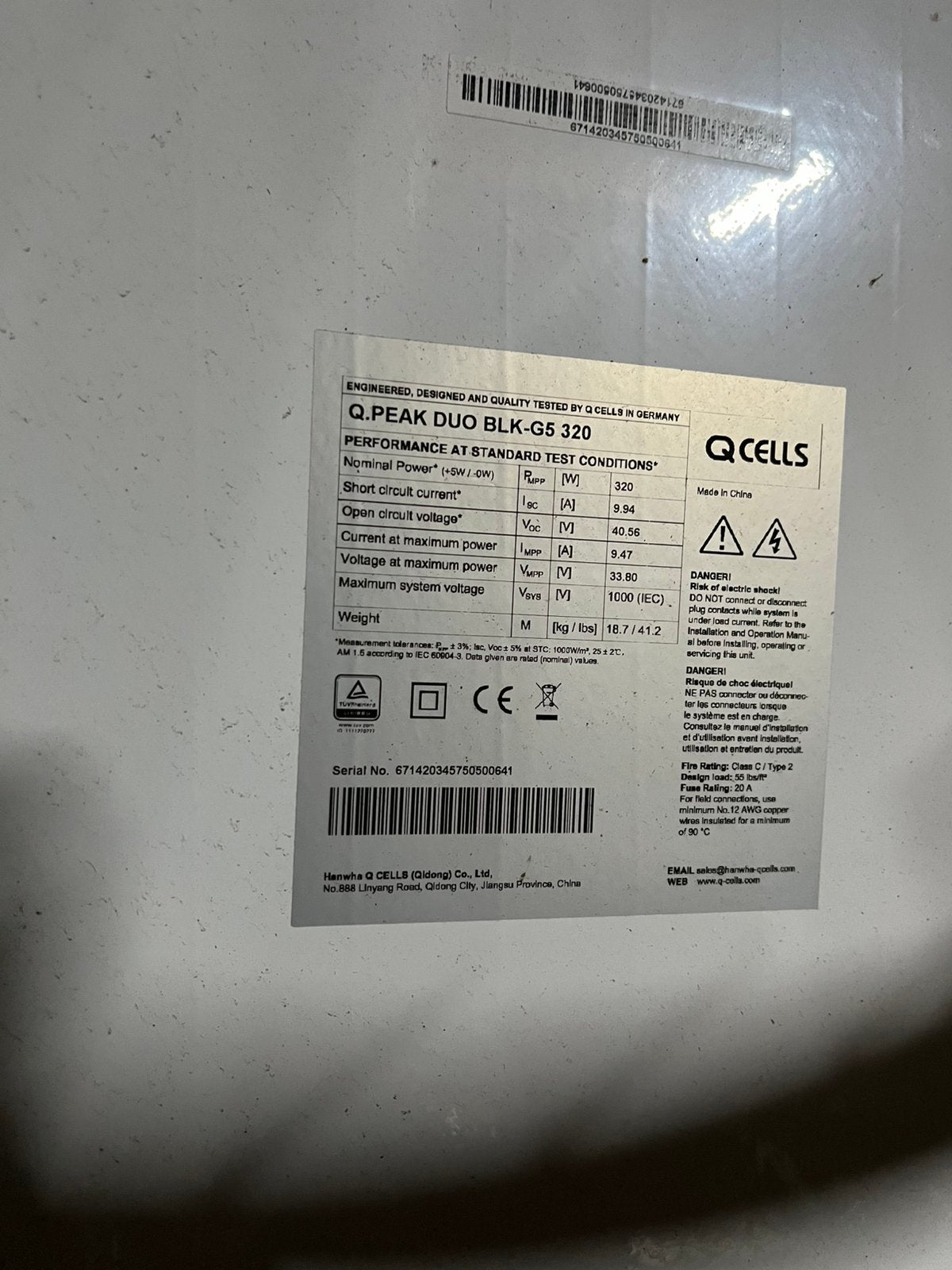 2 zonnepanelen: Q-cells Q.Peak Duo BLK G5 320W, Ophalen, Zo goed als nieuw