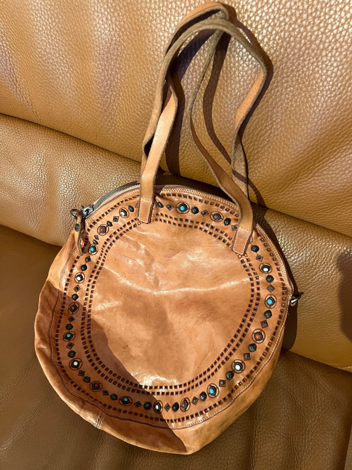 Campomaggi Teodorano Leren Handtas met Studs, Ophalen of Verzenden, Gebruikt, Bruin, Handtas