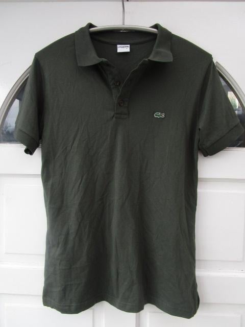 Kaki  Lacoste polo maat S/M, zie maten, Ophalen, Maat 48/50 (M), Lacoste, Zo goed als nieuw