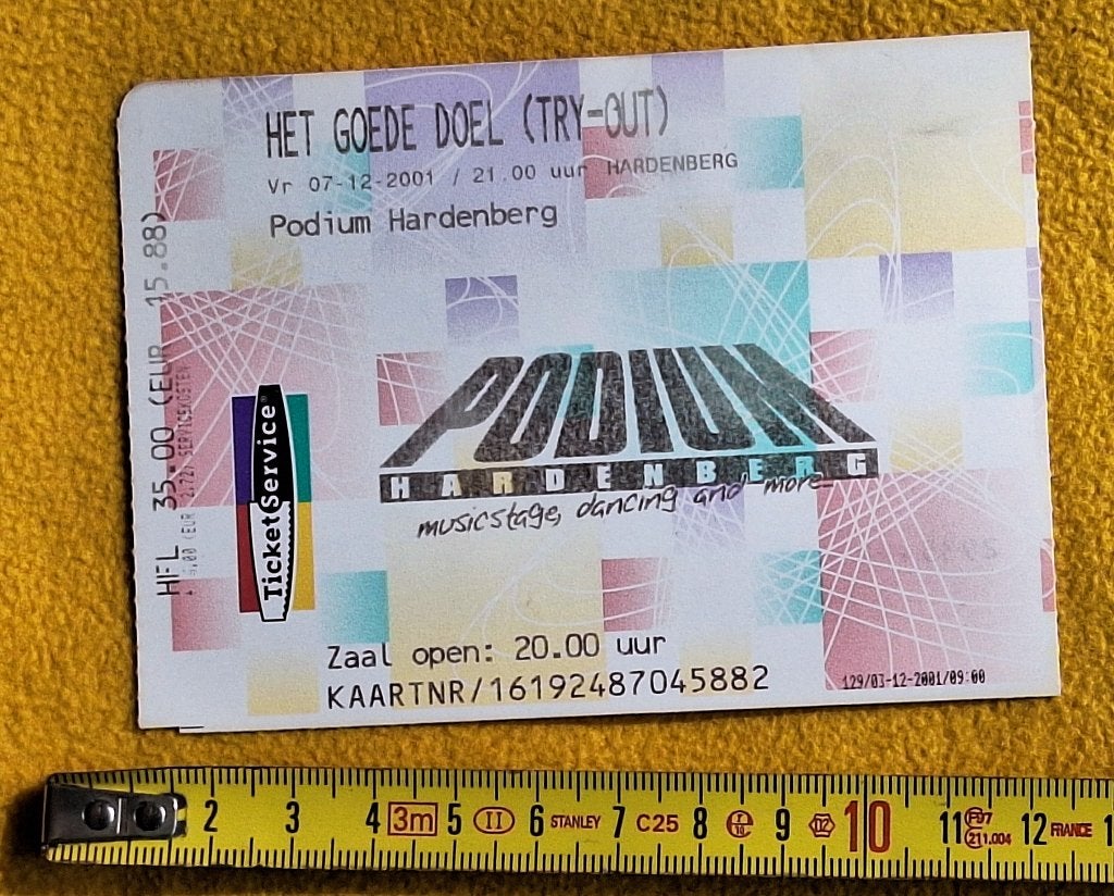HET GOEDE DOEL [ TRY OUT] ticket Hardenberg, Ophalen of Verzenden, Zo goed als nieuw, Foto of Kaart