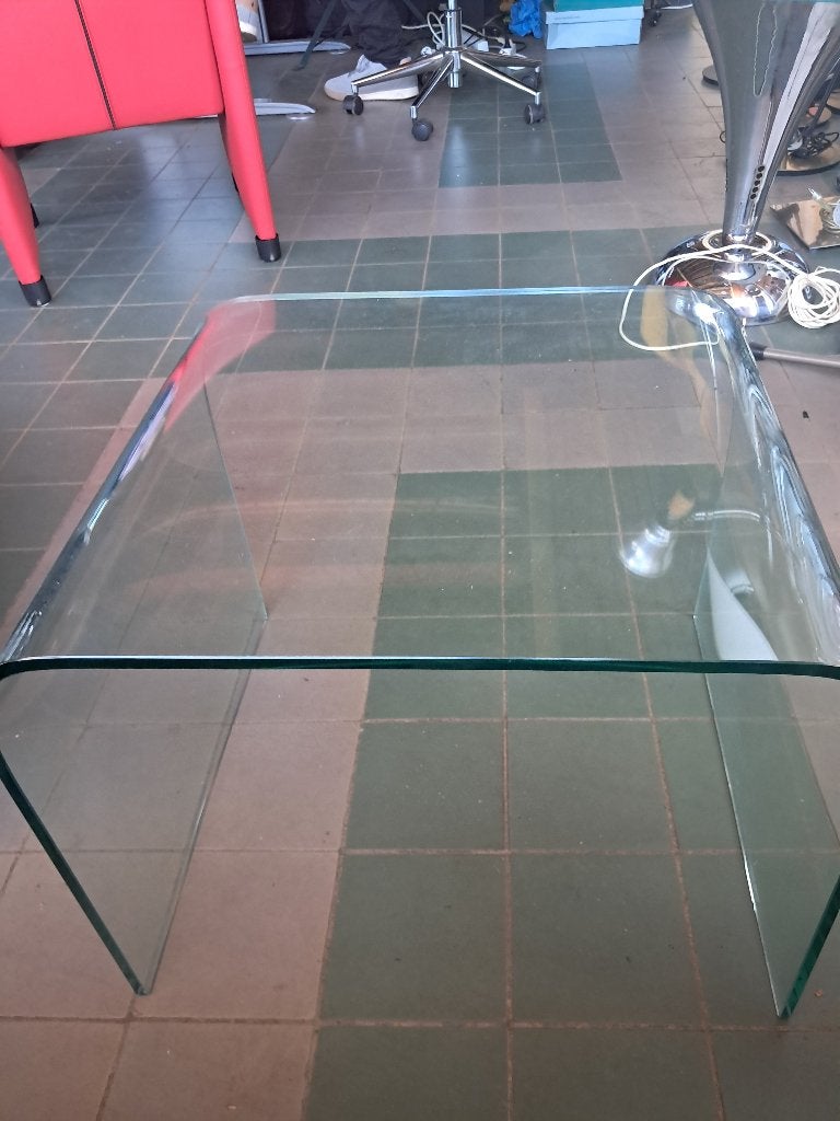 Bijzettafel Gebogen Glas Transparant Salontafel  CS27325, Ophalen, Gebruikt, 50 tot 100 cm, 50 tot 100 cm