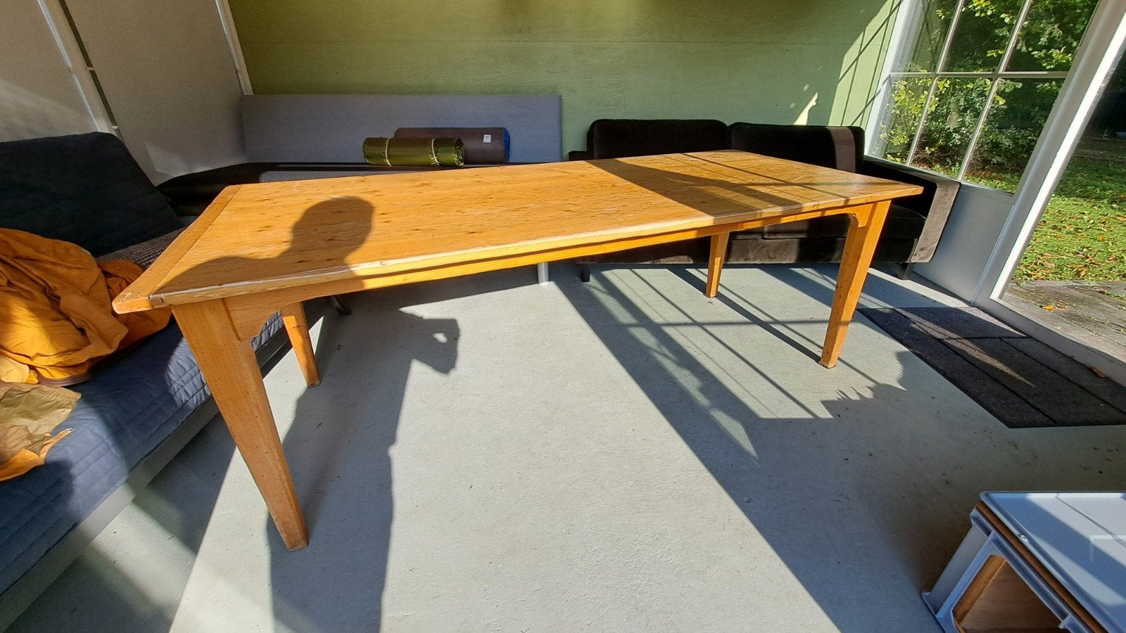 Grenen tafel 210x90 cm, Ophalen, Gebruikt, 200 cm of meer, 50 tot 100 cm
