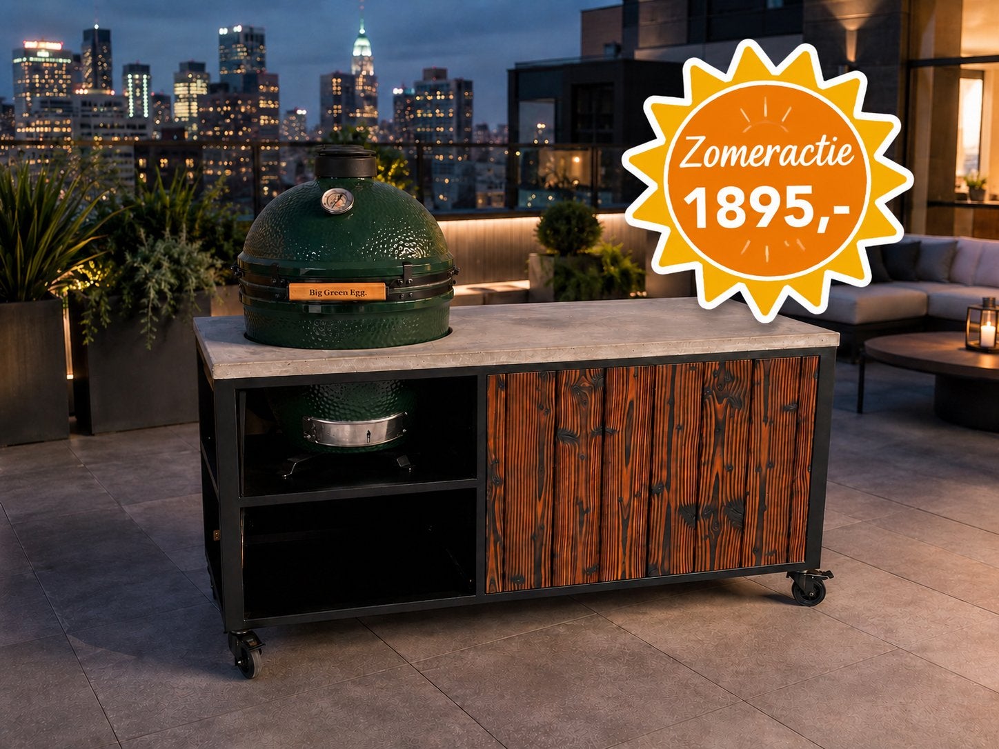 Mobiele buitenkeuken kamado - Big Green Egg - outdoor, Tuin en Terras, Buitenkeukens, Ophalen of Verzenden, Nieuw, Houtskool