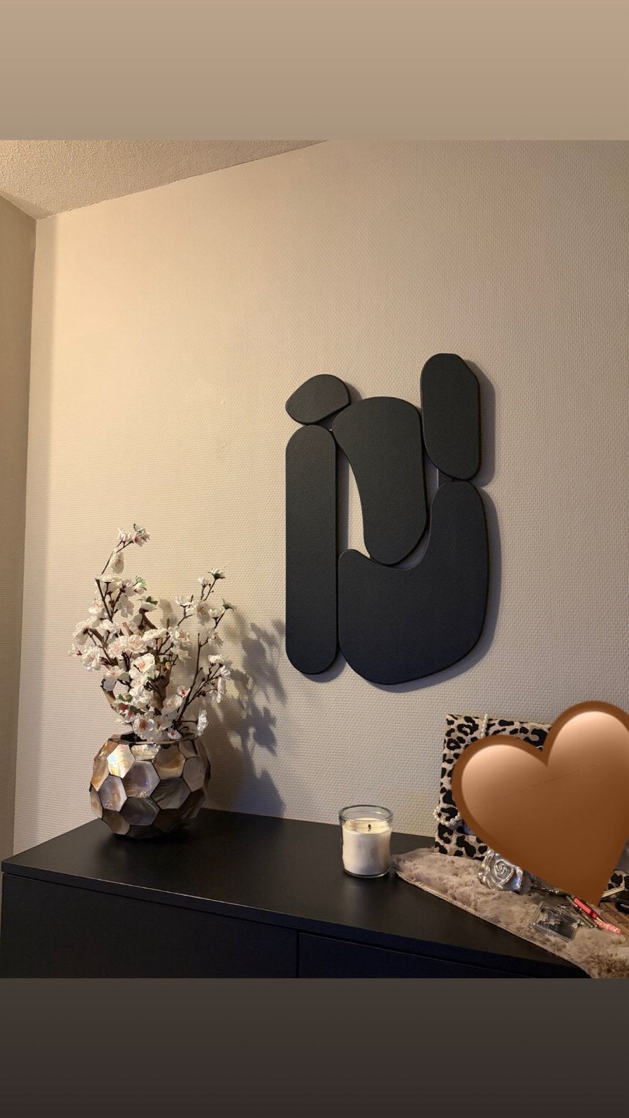 Abstract Wandsculptuur – Zwart Organic Art, Ophalen, Zo goed als nieuw