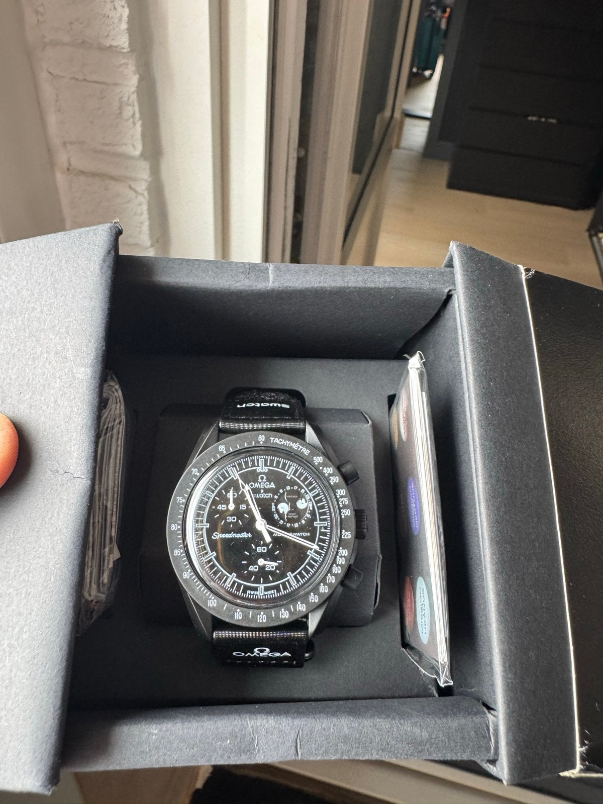 Omega x Swatch Speedmaster MoonSwatch Mission to the Moon, Kunststof, Polshorloge, Overige materialen, Zo goed als nieuw