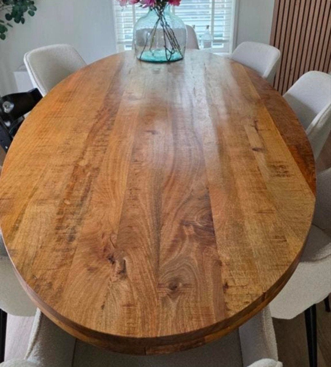 prachtige mango houten eettafel, Ophalen, Overige materialen, 100 tot 150 cm, 200 cm of meer