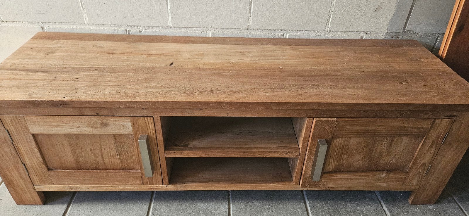 Teak houten tv meubel, Huis en Inrichting, Kasten | Televisiemeubels, Ophalen, Zo goed als nieuw, 25 tot 50 cm, Minder dan 100 cm