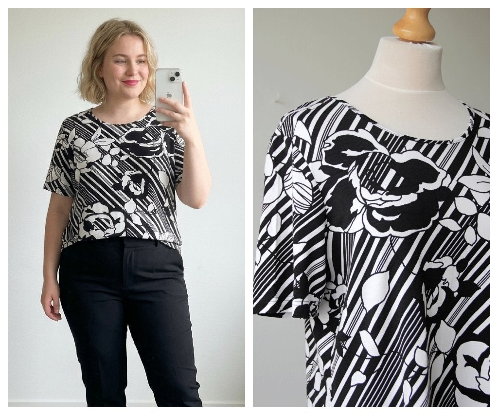 Peter Hahn - NIEUW / mooie top / shirt zwart wit / maat 46, Verzenden, Zwart, Maat 46/48 (XL) of groter, Nieuw