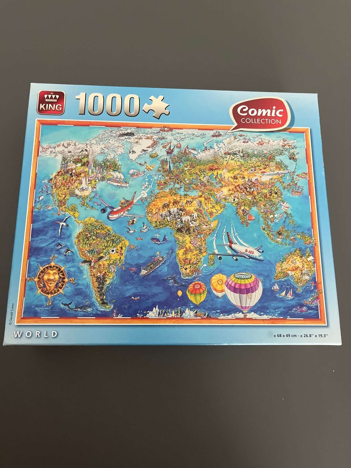KING Comic Collection Wereldkaart Puzzel 1000 stukjes, Ophalen, 500 t/m 1500 stukjes, Gebruikt, Legpuzzel