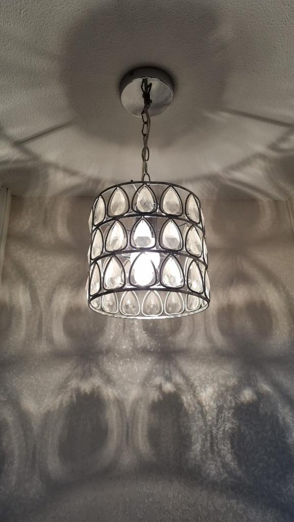 2 plafondlampen met glazen diamanten 21cm diameter * 20cm, Ophalen of Verzenden, Zo goed als nieuw, Glas