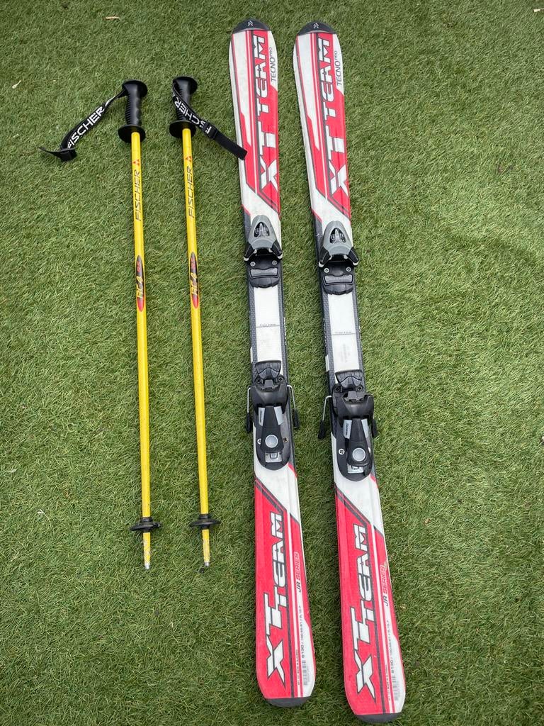 Ski's 130 cm met stokken 95 cm - Complete set, Sport en Fitness, Skiën en Langlaufen, Gebruikt, 100 tot 140 cm, Skiën, Ski's