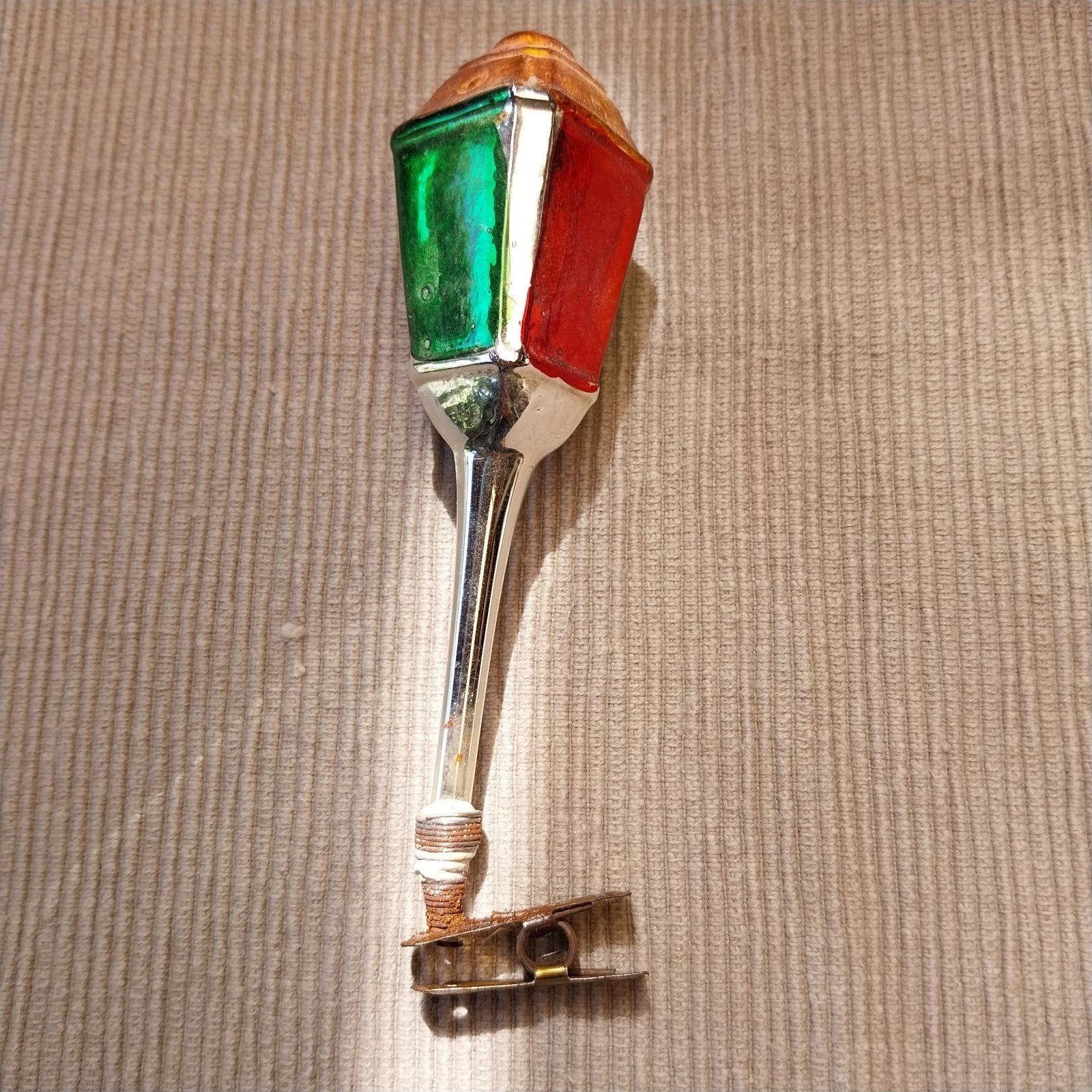 Antieke kerstbal knijper glas., Ophalen of Verzenden