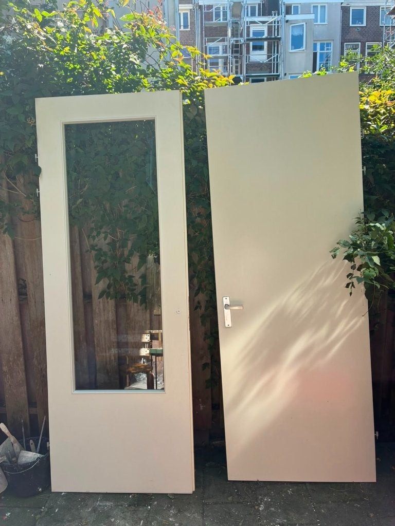 2 binnendeuren 80 x 231,5 cm – 1x met glas, 1x dicht, Ophalen, Gebruikt, 215 cm of meer, Binnendeur