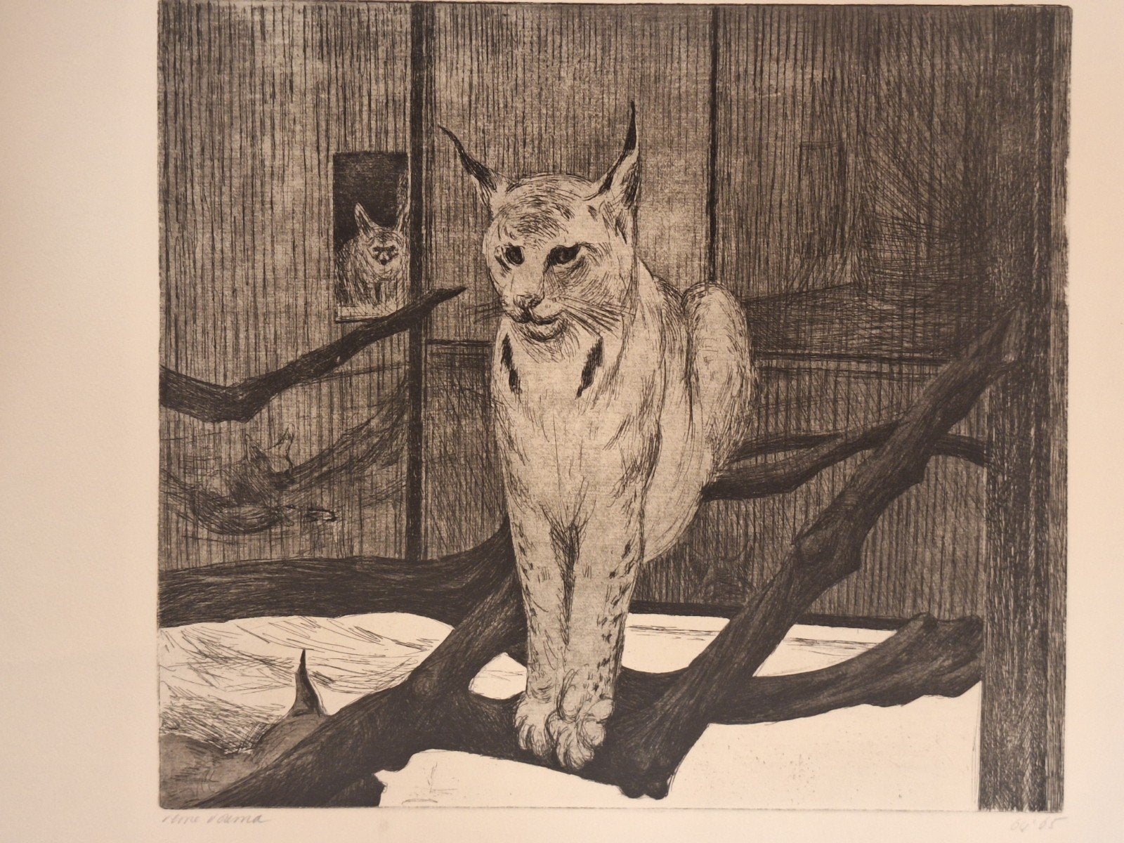 Ets Poema door Reina Rozema Groningen, Ophalen of Verzenden, Gesigneerd, Flora en Fauna, 1950 - 1999