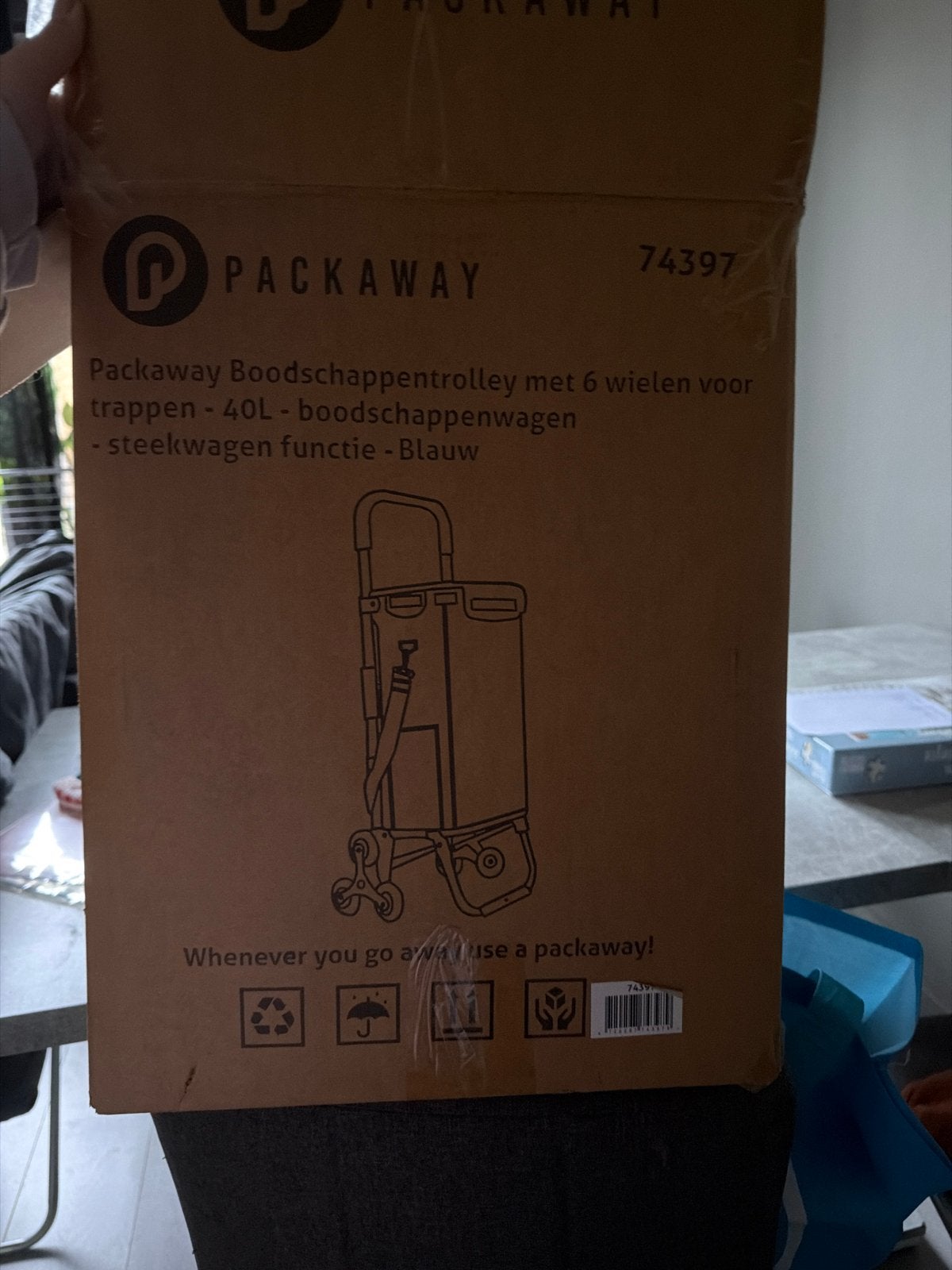 Boodschappen trolley, Wieltjes, 30 cm of meer, Blauw, Nieuw