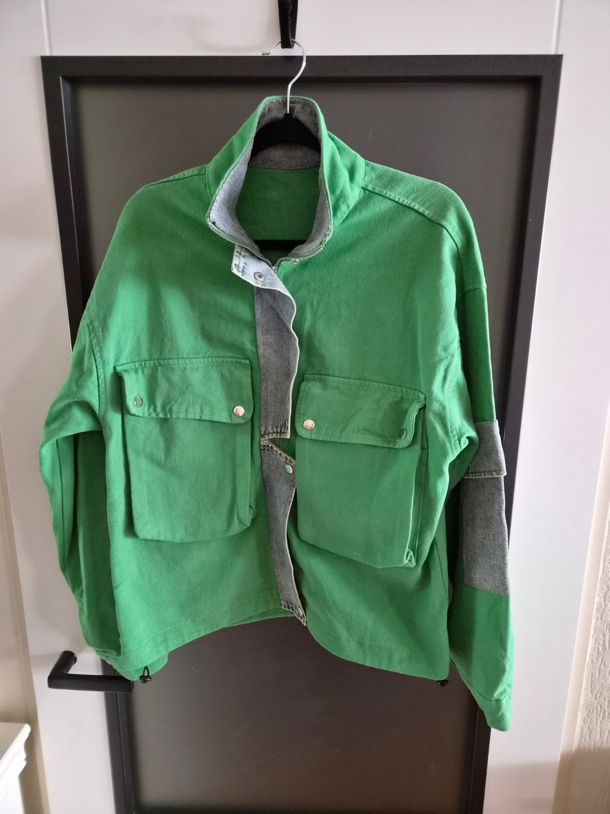 Groene VETO JEANS spijkerjas met denim details, Maat 42/44 (L), Ophalen of Verzenden, Zo goed als nieuw, VETO JEANS
