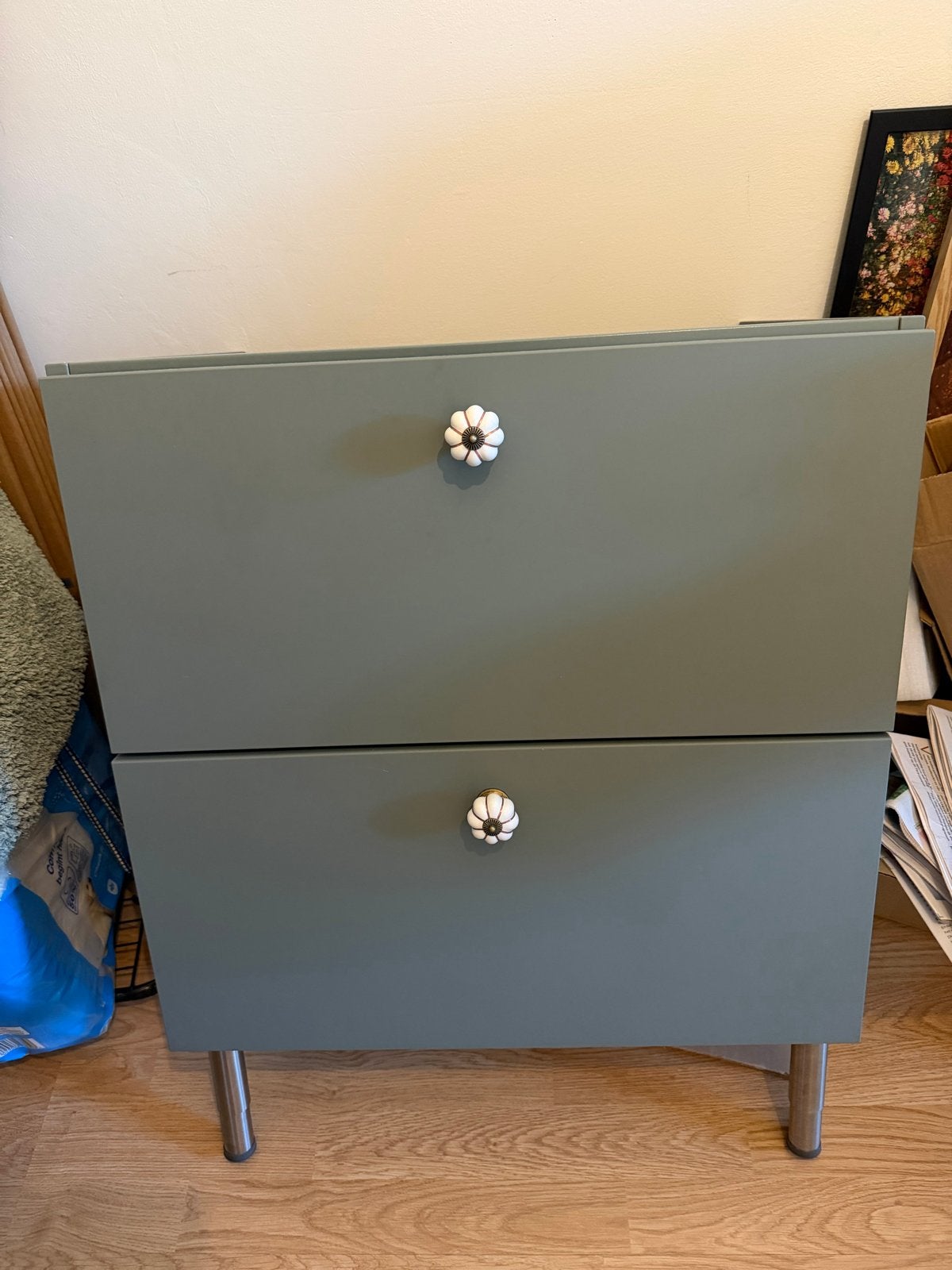 IKEA GODMORGON badkamerkast groen met stijlvolle knoppen, Ophalen, 50 tot 100 cm, Zo goed als nieuw, Minder dan 100 cm
