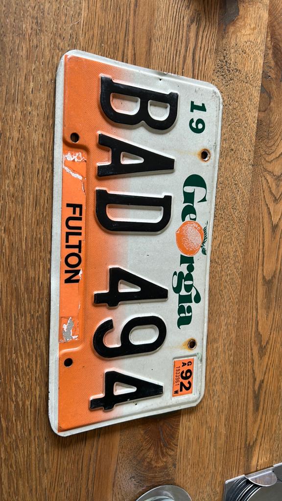 Vintage Georgia Kentekenplaat nummerbord  - BAD 494 Fulton, Ophalen of Verzenden, Gebruikt