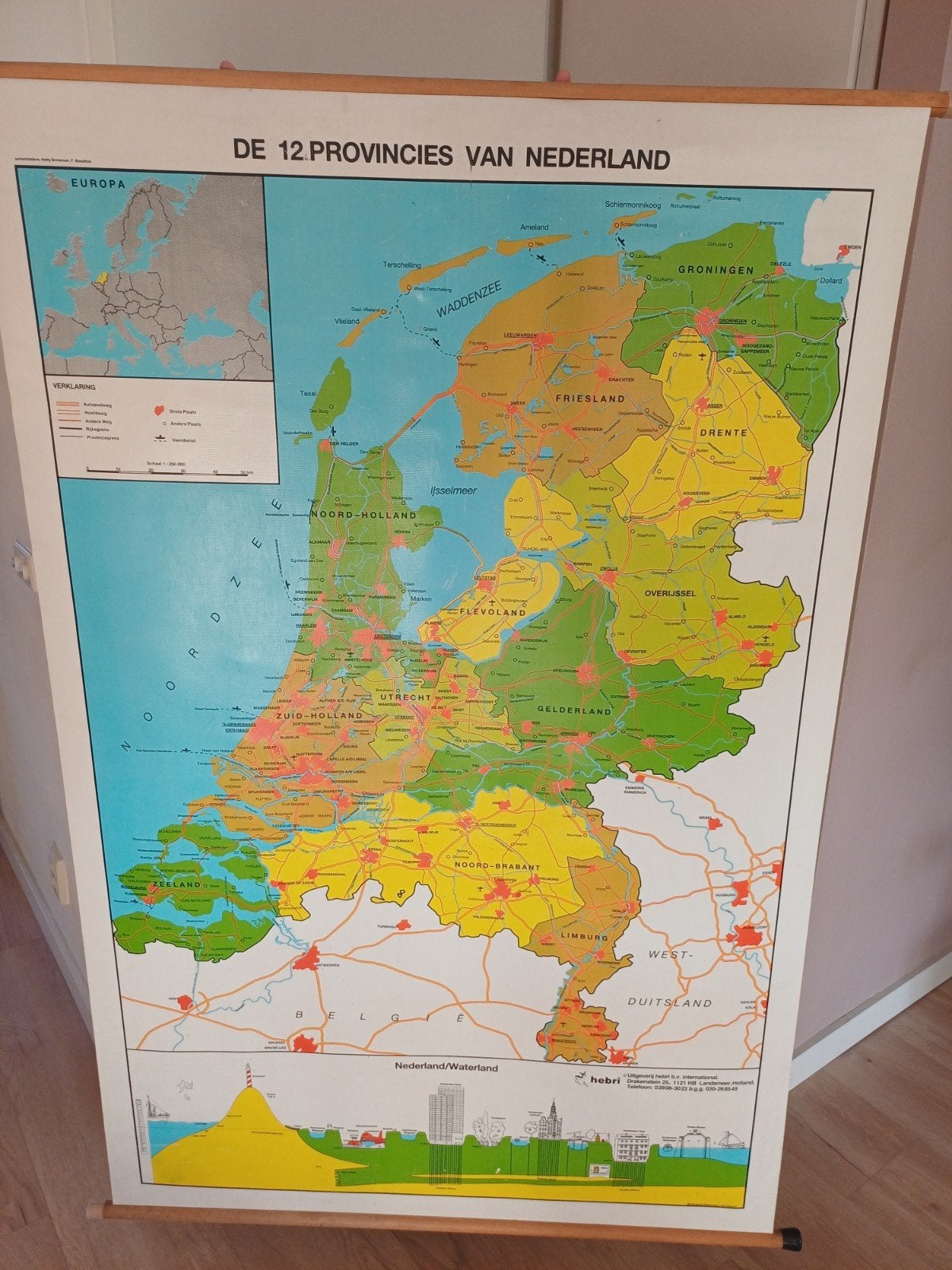 Nette schoolkaart Nederland, Ophalen of Verzenden, Aardrijkskunde