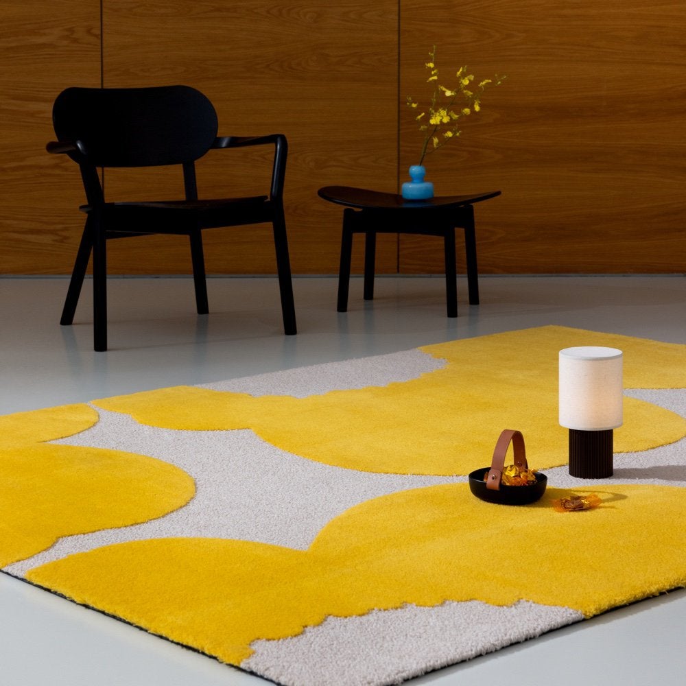 Brink en Campman tapijt Marimekko Iso Unikko Yellow 170x240, Ophalen, 150 tot 200 cm, Crème, Rechthoekig