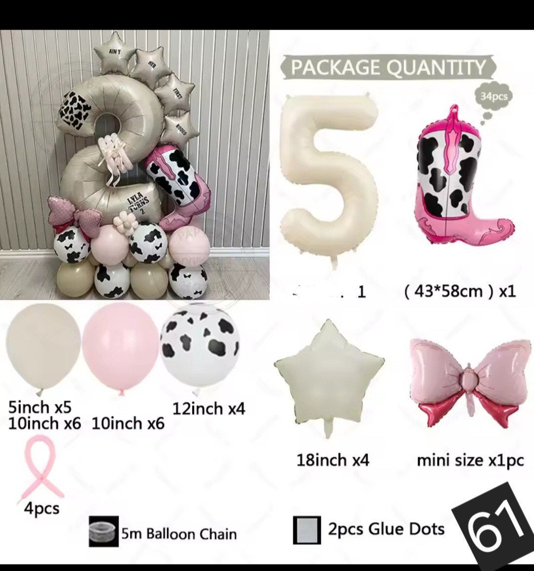 Nieuw Feestelijk Ballonnenpakket - Roze Cowboy Thema, Ophalen of Verzenden, Nieuw, Versiering, Verjaardag