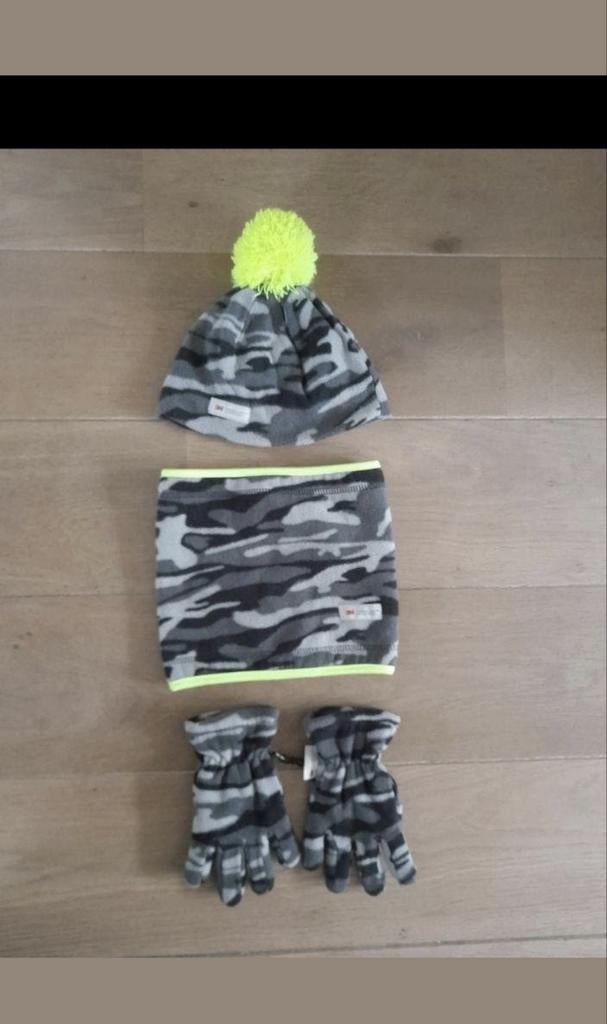 Must colsjaal 122 Handschoenen leger zwart grijs nieuwstaat, Ophalen of Verzenden, Zo goed als nieuw, Jongen of Meisje, Handschoenen