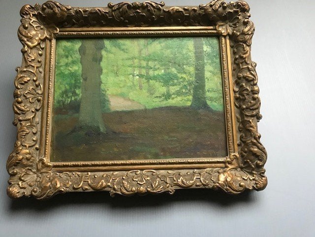 Schilderij 'bosgezicht' ..J.(Jan) Ates (1868-1954), Antiek en Kunst, Kunst | Schilderijen | Klassiek, Ophalen of Verzenden
