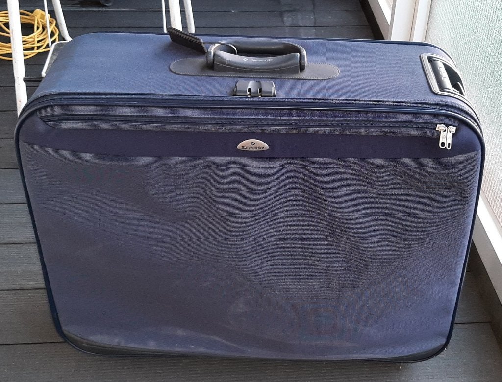 grote donkerblauwe koffer van Samsonite, Sieraden, Tassen en Uiterlijk, Koffers, Ophalen, Zo goed als nieuw, Zacht kunststof, 70 cm of meer