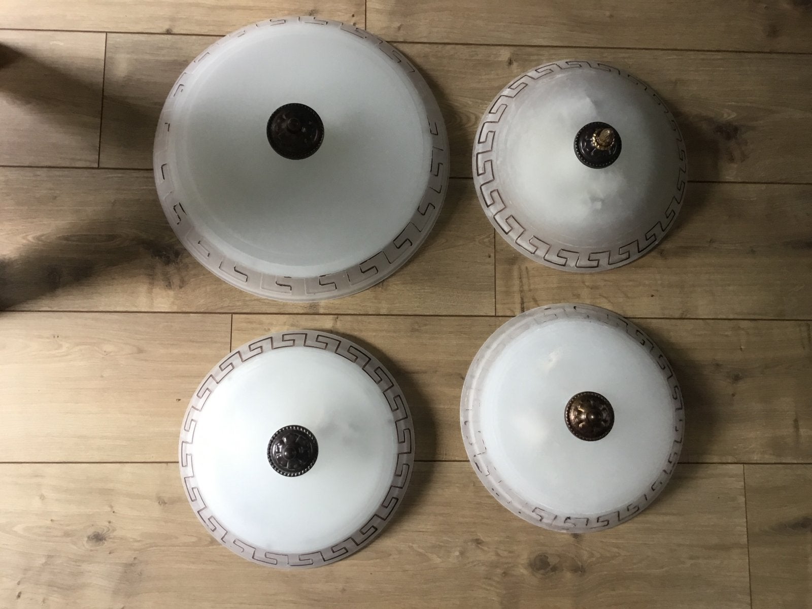 4x Plafondlampen met Griekse rand - Gebruikt, Wit, Overige merken, Gebruikt, Overige fittingen
