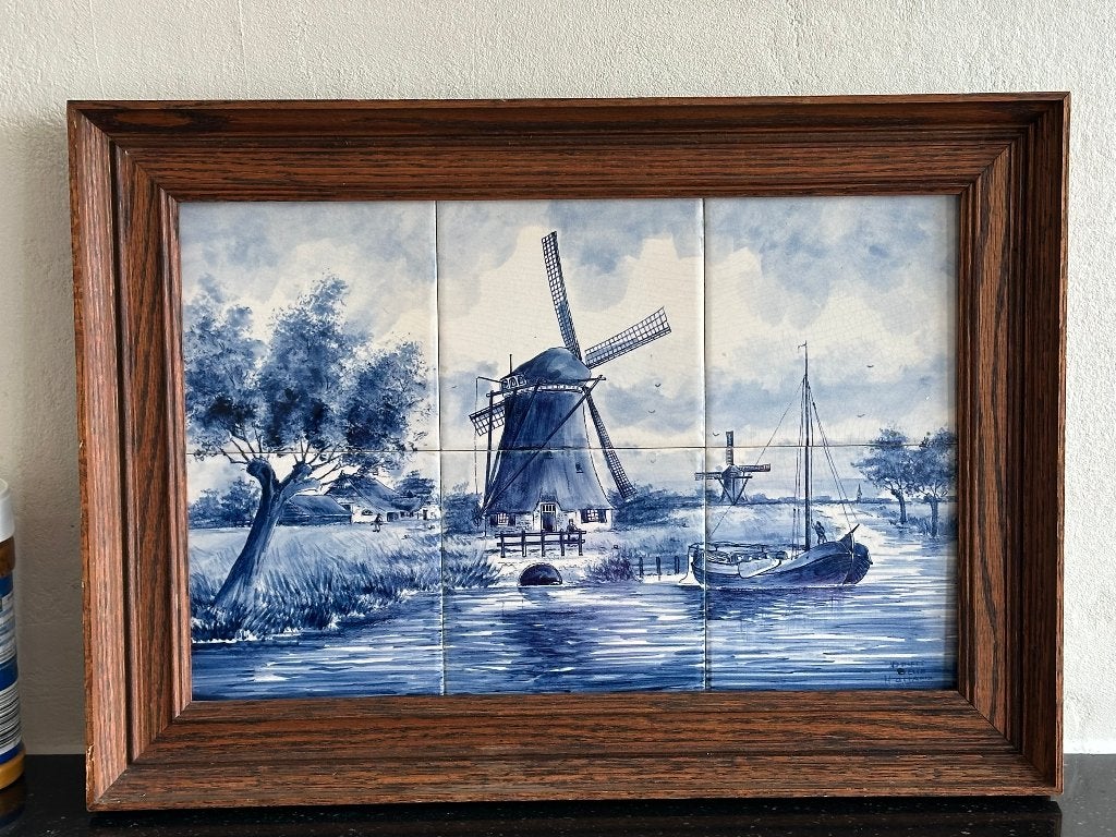 Handgemaakte tegeltableau Delft Blauw XXL Formaat/Gesigneerd, Ophalen of Verzenden