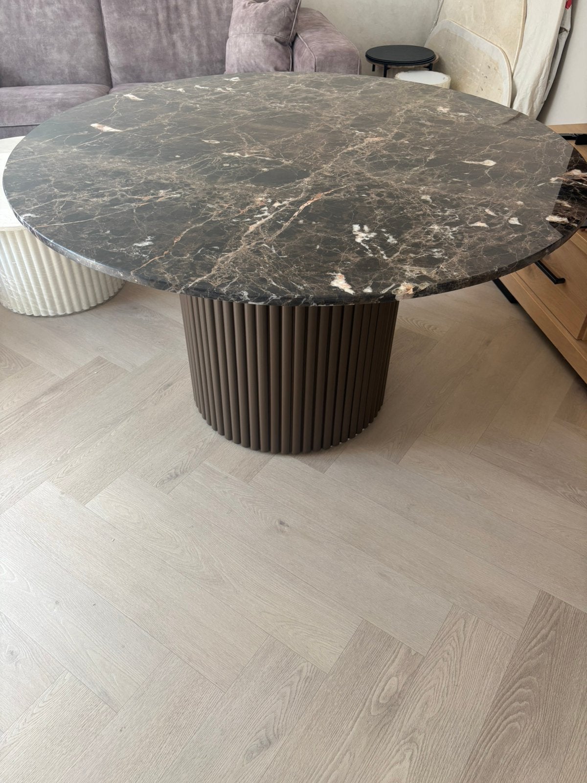 Luxe set eettafel & salontafel – Emperador marmer, Huis en Inrichting, Ophalen, Nieuw, Rond, 100 tot 150 cm