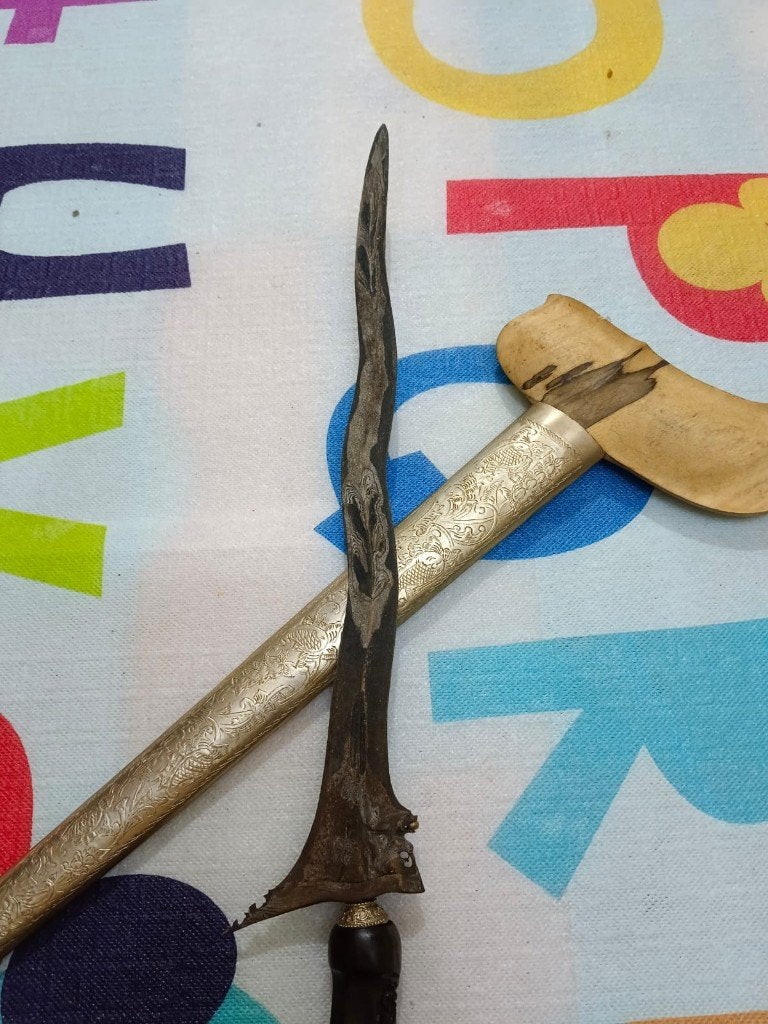 Antieke Keris Singo Barong 5 Luk Pamor Ceprit Solo SUY00, Verzenden