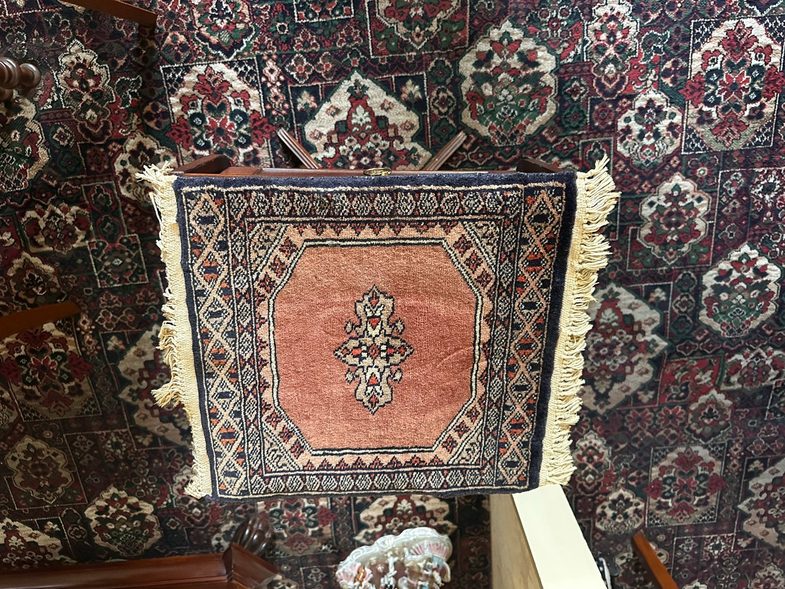 Vintage Perzisch tapijtje - Handgeknoopt, Huis en Inrichting, Minder dan 50 cm, Gebruikt, Ophalen of Verzenden, Rechthoekig
