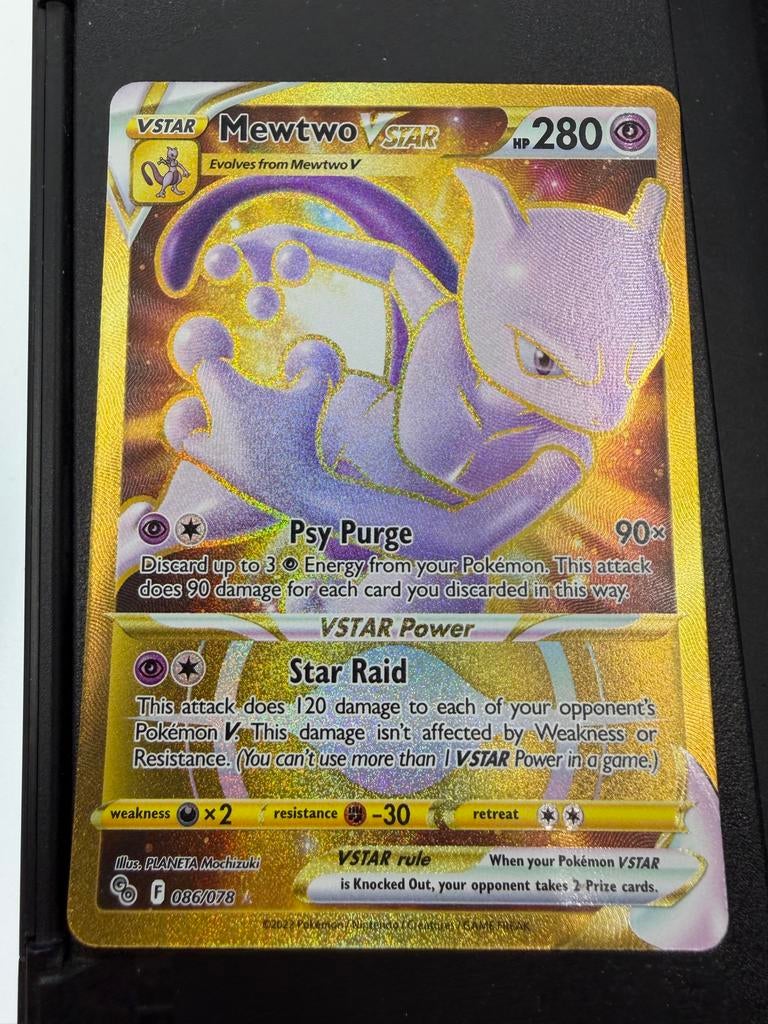 Mewtwo VSTAR Gold Secret Rare 086/078 Pokémon Kaart, Ophalen of Verzenden, Zo goed als nieuw, Losse kaart, Foil