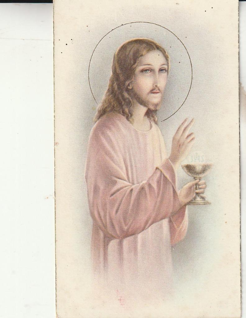 Prent Jezus tijdens de communie, Ophalen of Verzenden, Gebruikt, Kaart of Prent, Christendom | Katholiek