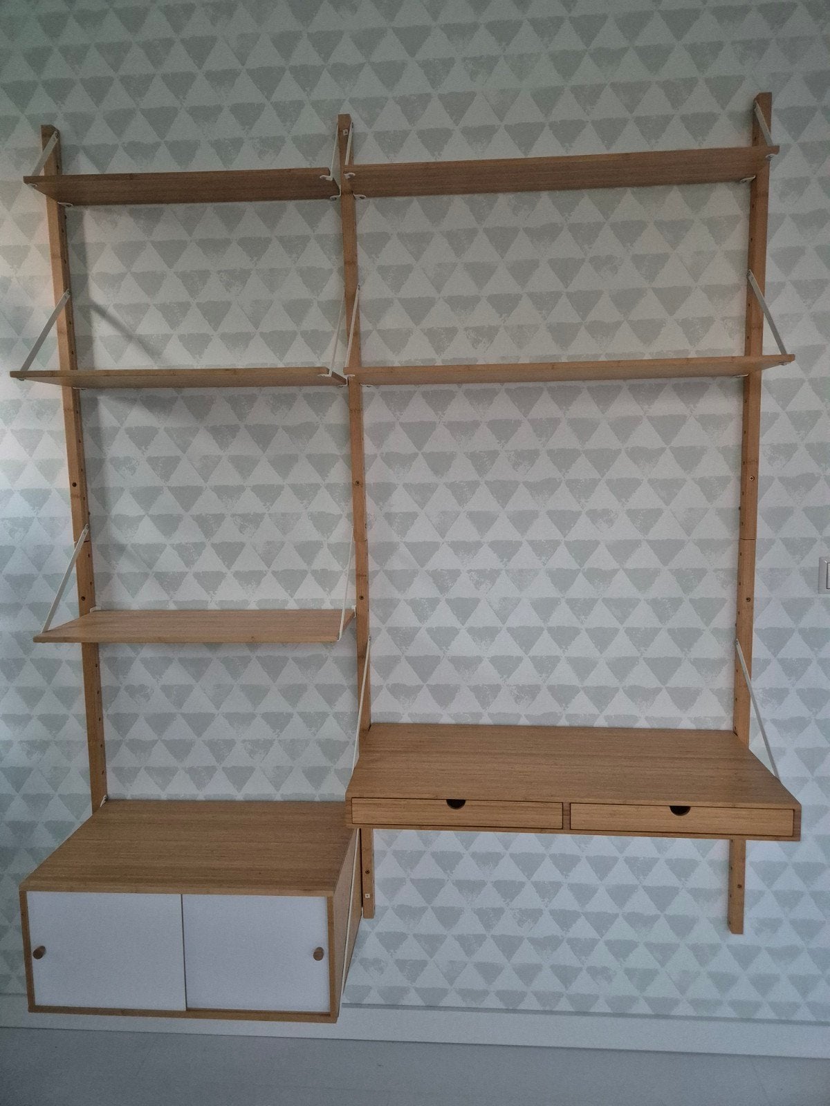 Wandmeubel met bureau en planken, Ophalen, Met lade(s), Zo goed als nieuw, 150 tot 200 cm