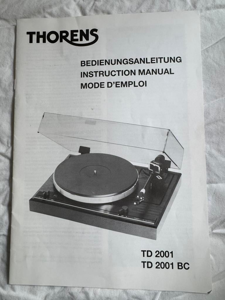 Thorens TD 2001 origineel manual, Ophalen of Verzenden, Zo goed als nieuw