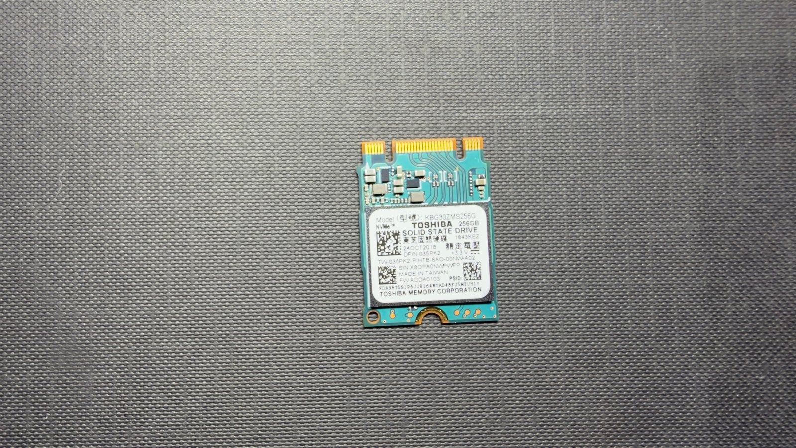 Toshiba 256GB M.2 SSD KBG30ZMS256G, Computers en Software, Ophalen of Verzenden, Gebruikt, Laptop, SSD