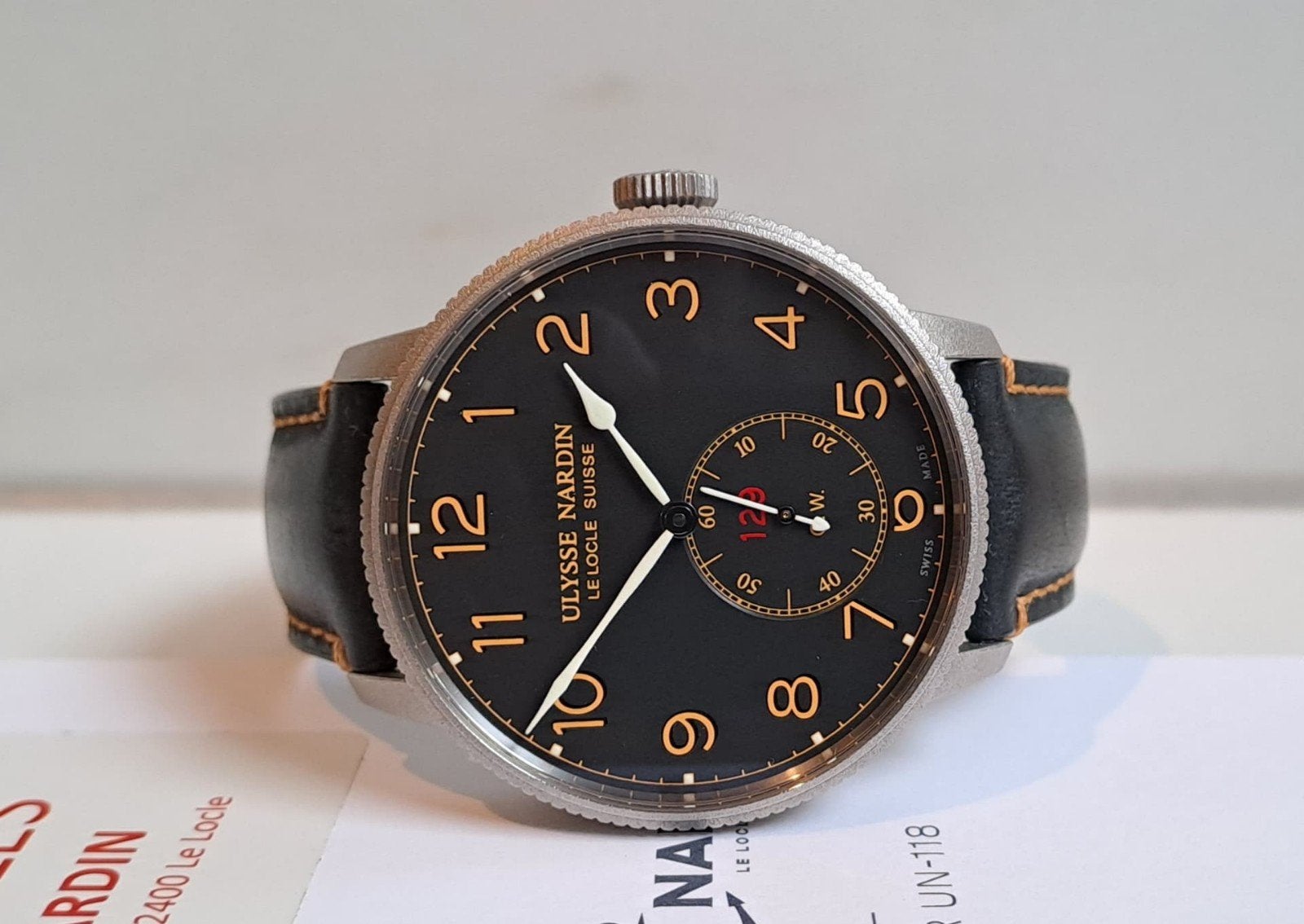 Ulysse Nardin Torpilleur, Leer, Staal, Polshorloge, Zo goed als nieuw