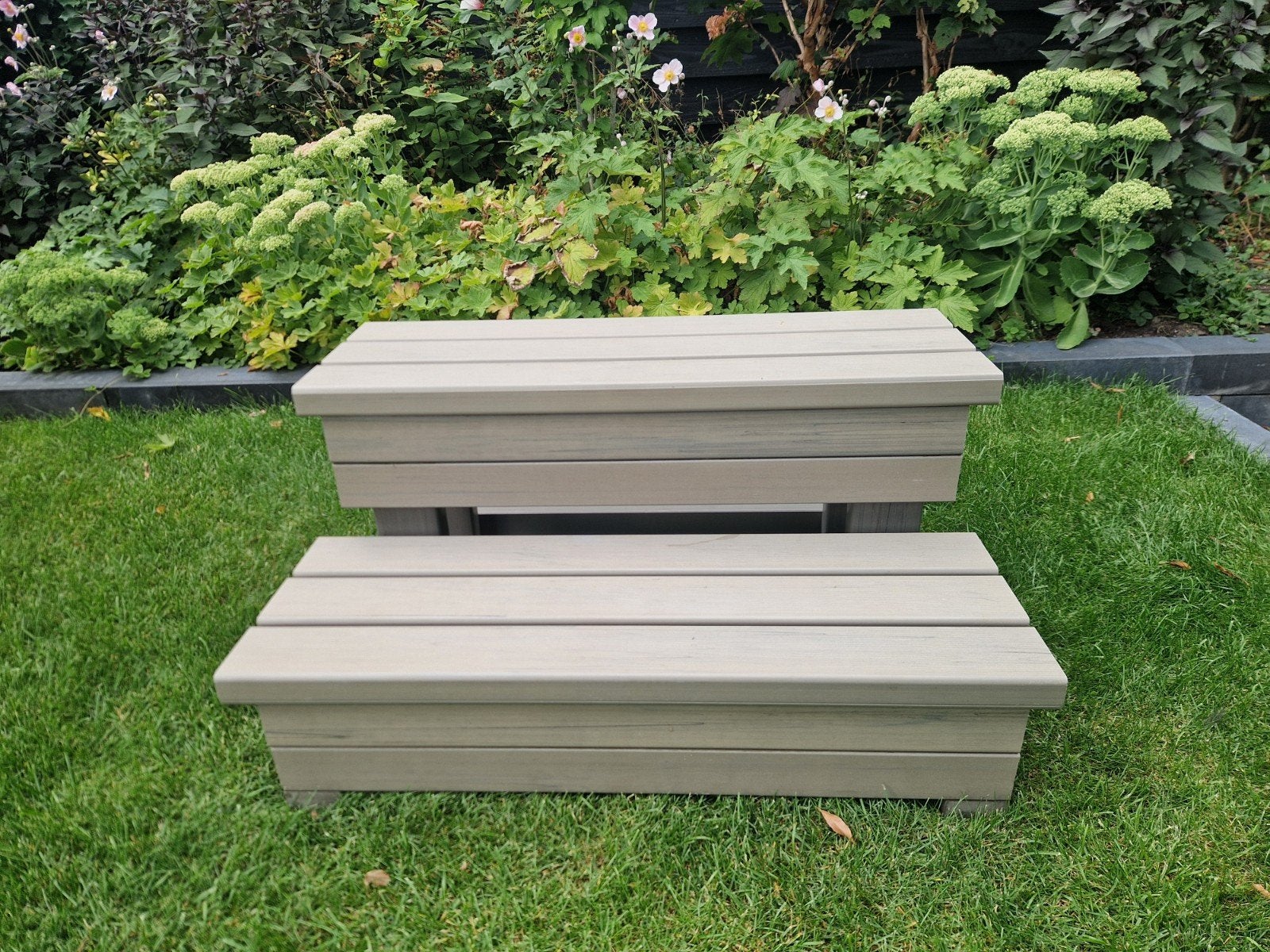 HotSpring Everwood Trapje Coastal Grey voor Jacuzzi/Spa, Tuin en Terras, Bubbelbaden en Hottubs, Ophalen, Trap