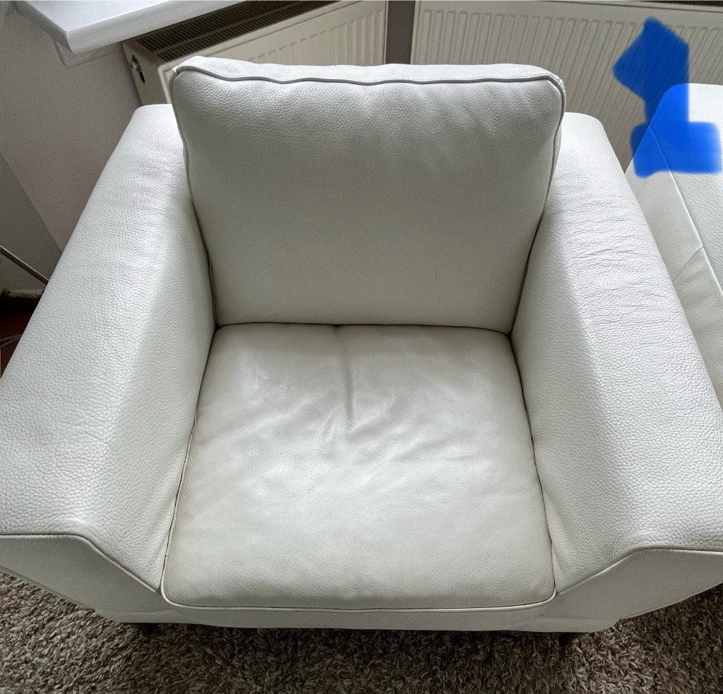 IKEA Arild fauteuil wit leer (fauteuil 1), Ophalen, Gebruikt, 75 tot 100 cm, 75 tot 100 cm